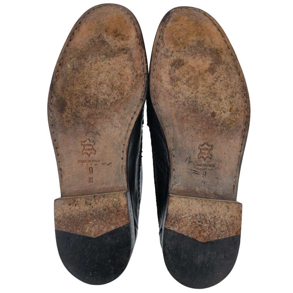 Exotic Crocodile Italian Dress Shoes Luca Lollini Mens 9M Handmade Black Loafers - Picture 3 of 10